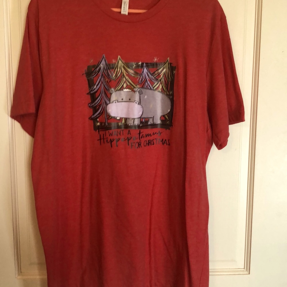 Hippopotamus Christmas tee